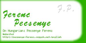 ferenc pecsenye business card